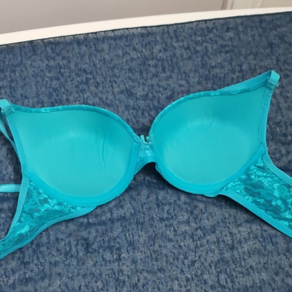 Turquoise Victoria's Secret Pushup Bra with  Lace - Picture 4 of 7